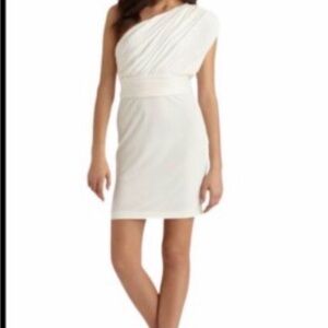 Halston Heritage White One-Shoulder Dress